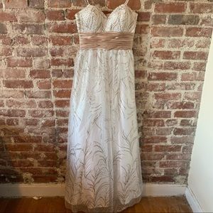 NV COUTURE Strapless Beaded & Sequined Tulle Prom Dress White 6